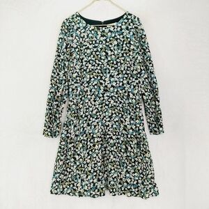 LOFT Multicolor Floral Puff Sleeve Flare Boat Neck Midi Dress 468